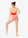 Women's peach mesh leggings with breathable fabric design