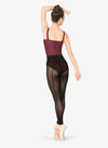 Women's black mesh leggings with breathable fabric design