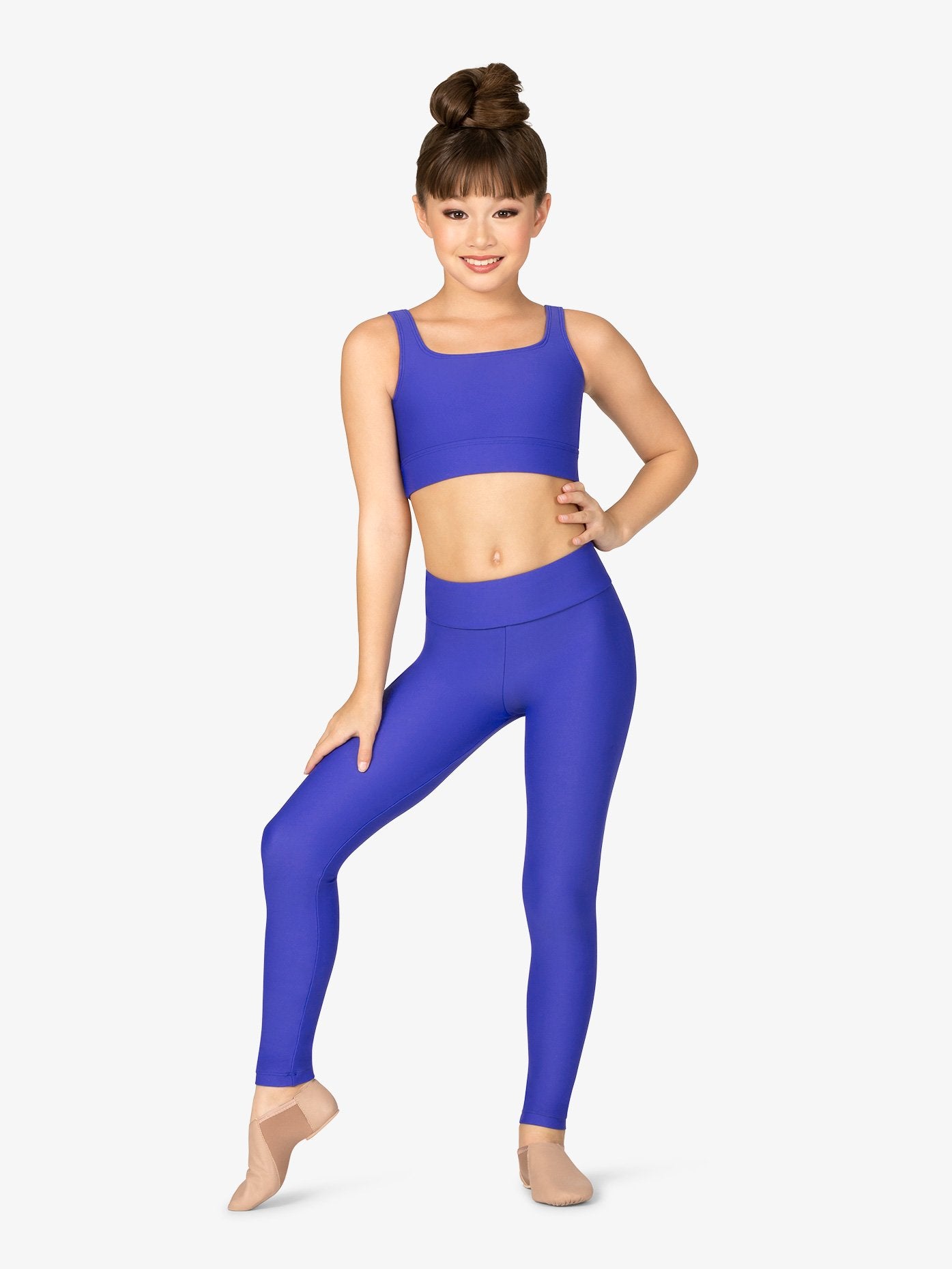 Girl's butter soft blue leggings offering comfort and style