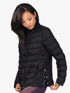 Womens Long Sleeve Puffy Warm-Up Jacket in Black