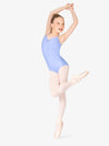 Girl's pinch front crisscross back camisole lilac leotard 