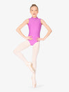 Girls Mock Neck Pink Tank Leotard