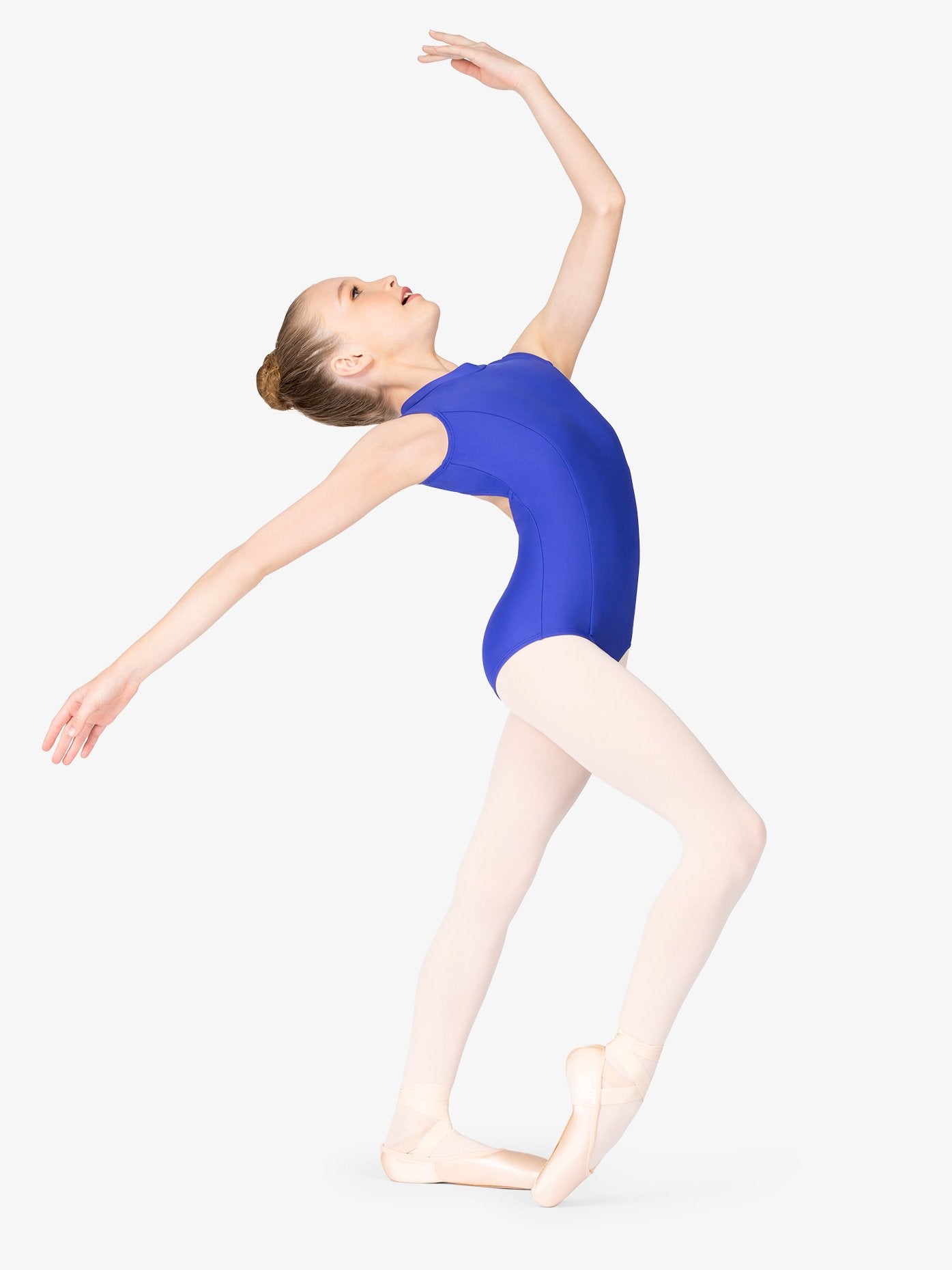 Girls Mock Neck Blue Tank Leotard