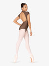 Womens Mock Neck Cap Sleeve Brown Leotard