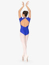 Womens Mock Neck Cap Sleeve Blue Leotard