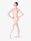 Womens Mock Neck Cap Sleeve Pink Leotard