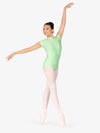 Womens Mock Neck Cap Sleeve Green Leotard