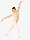 Womens Mock Neck Cap Sleeve Beige Leotard