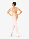 Womens Mock Neck Cap Sleeve Beige Leotard