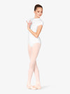 Girls Mock Neck Cap Sleeve White Leotard