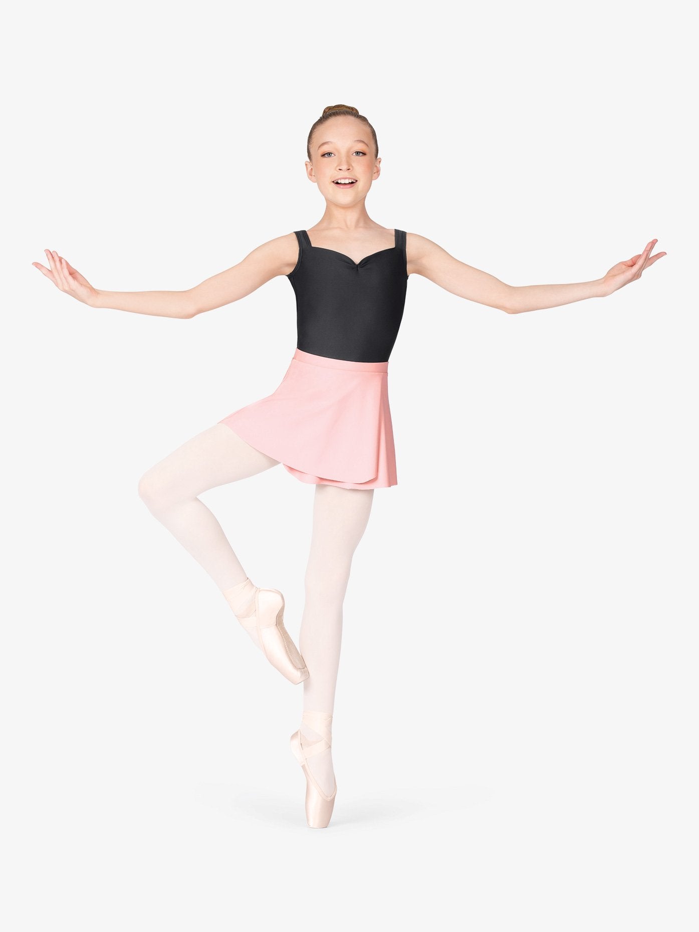 Girls Mock Wrap Pink Pull-On Skirt