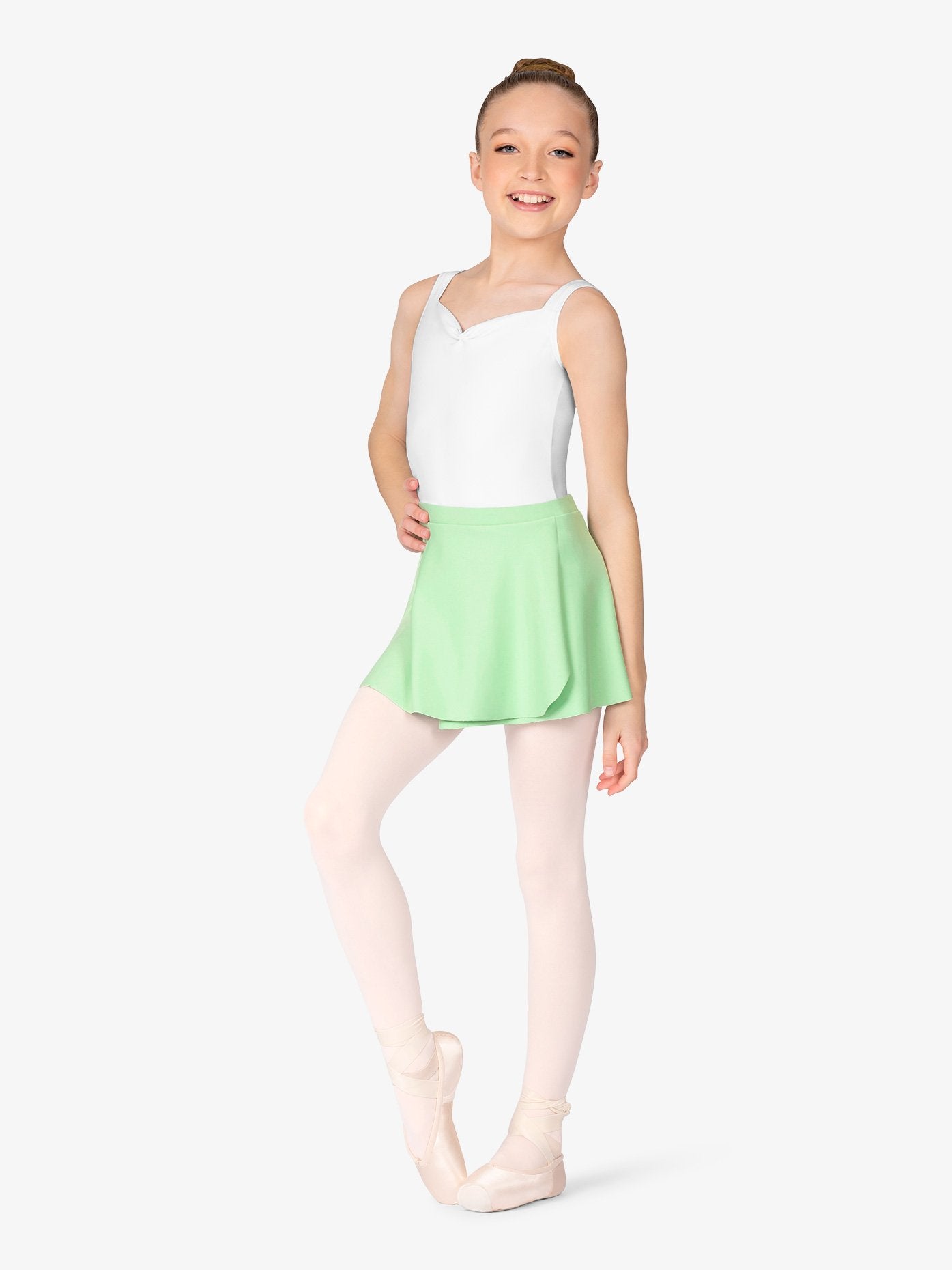 Girls Mock Wrap Mint Pull-On Skirt