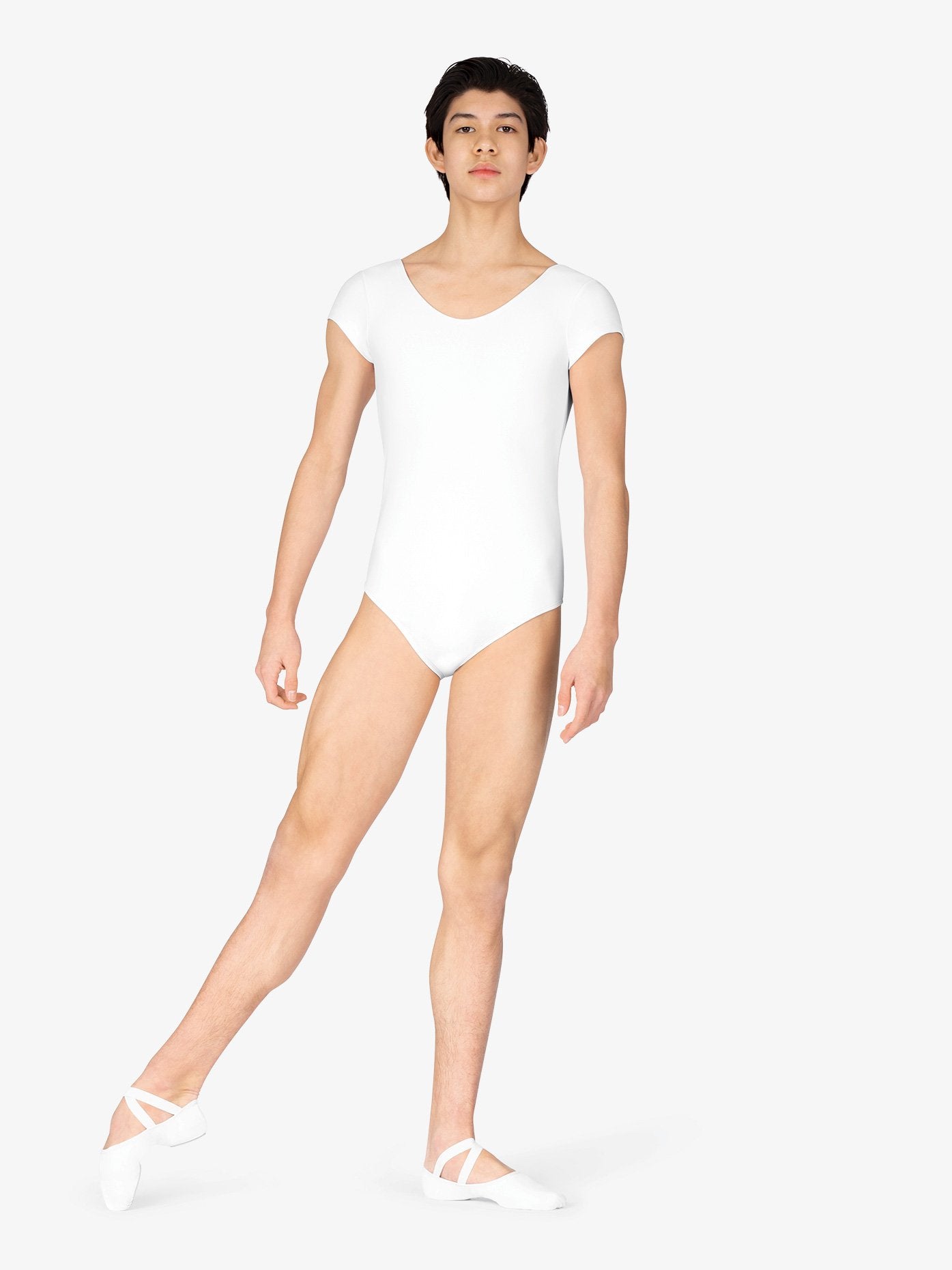 Boys' Short Sleeve White Leotard