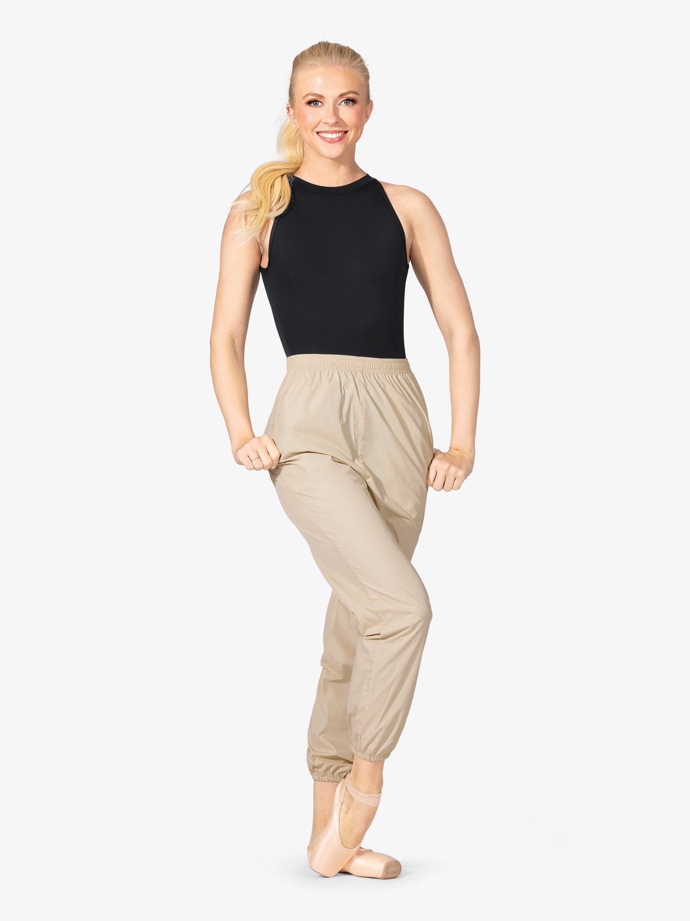 Womens beige warm up pants