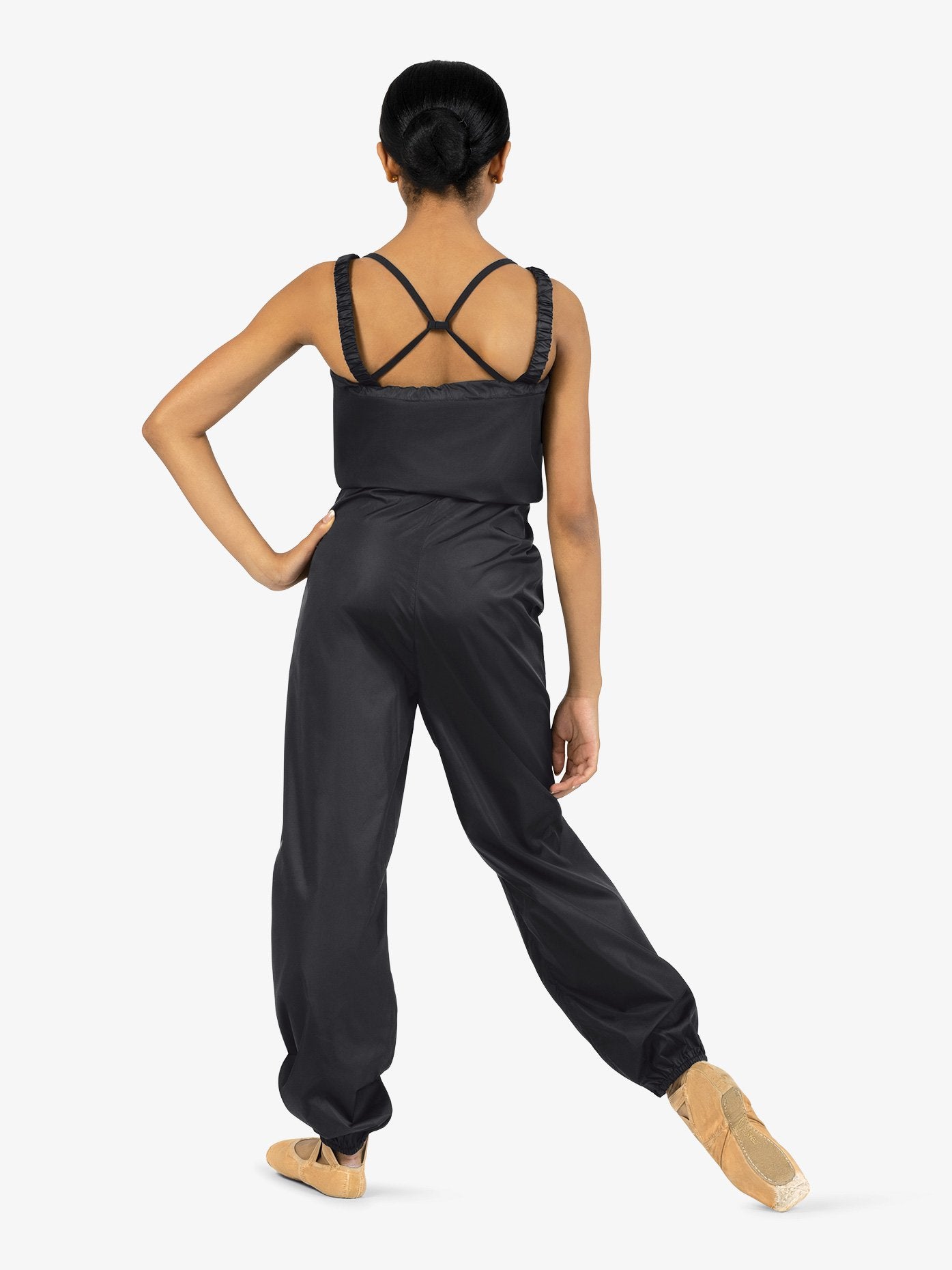 Women's pull-on warm-up black overalls