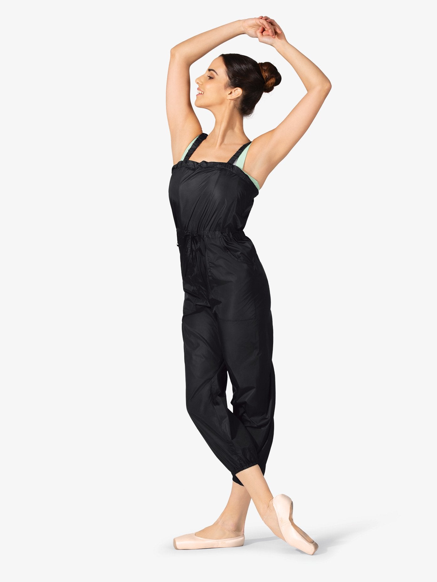 Women's pull-on warm-up black overalls