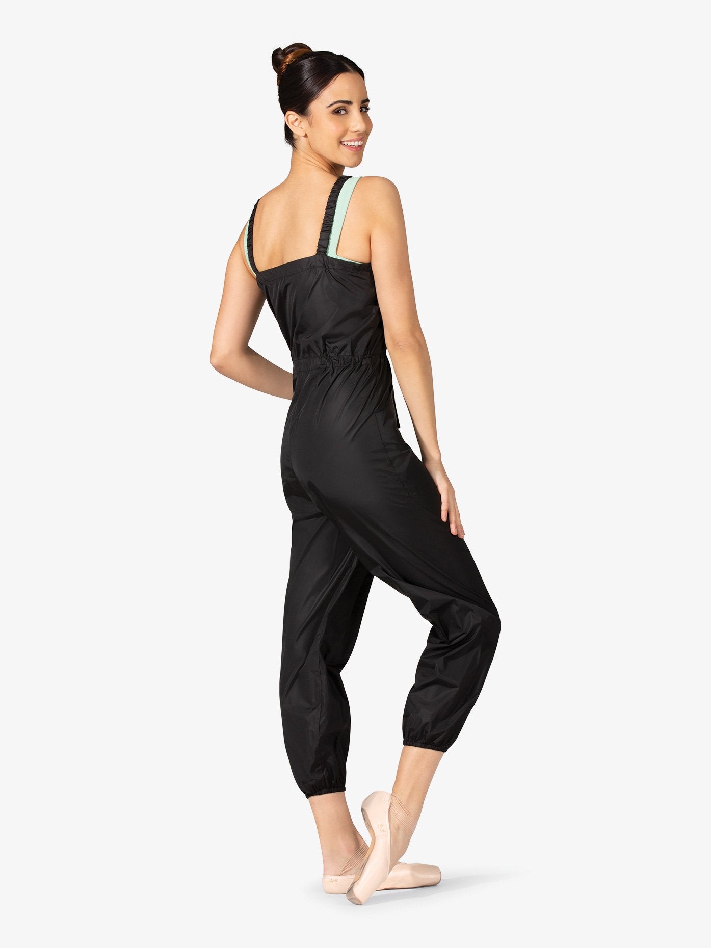 Women's pull-on warm-up black overalls