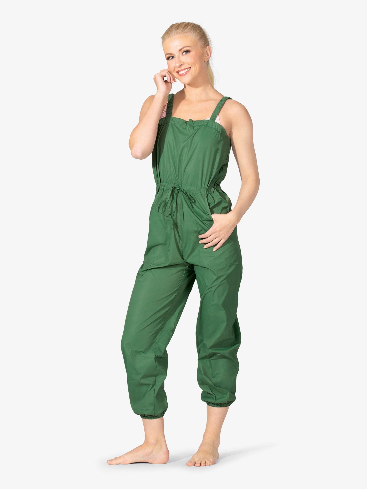 Women's pull-on warm-up green overalls