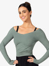 Women's green long-sleeve knit sweater with cozy and stylish design