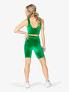 Women's green velvet cropped tank top