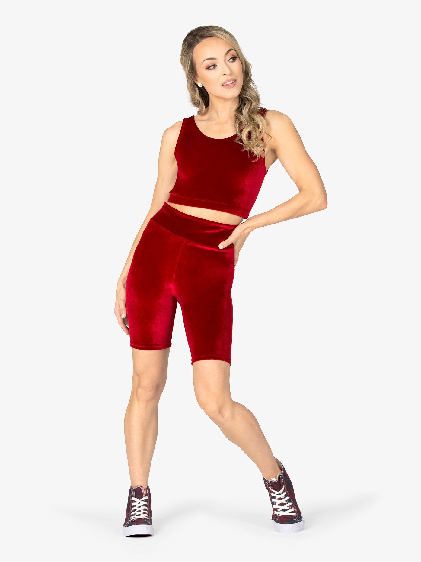 Women's velvet holiday red bike shorts