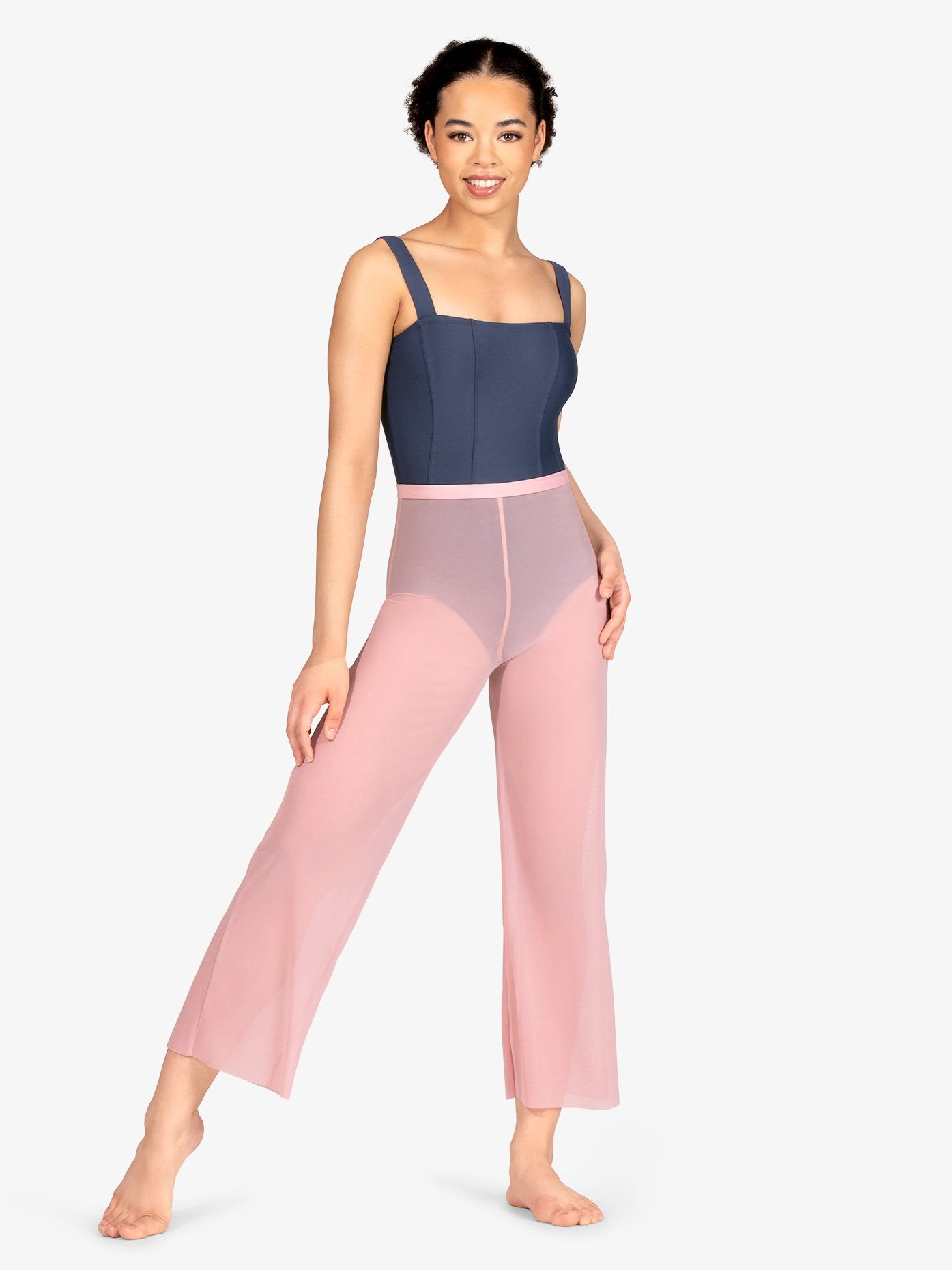 Womens' Wide Leg Pink Mesh Pants