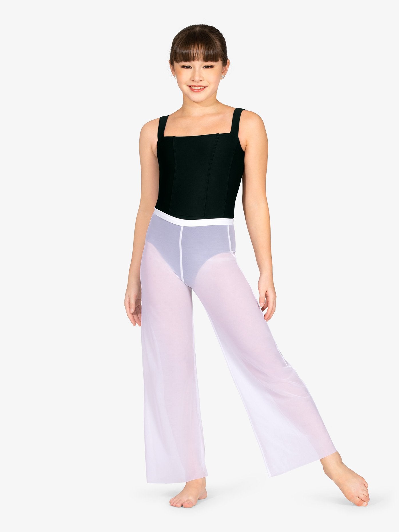 Womens' Wide Leg White Mesh Pants