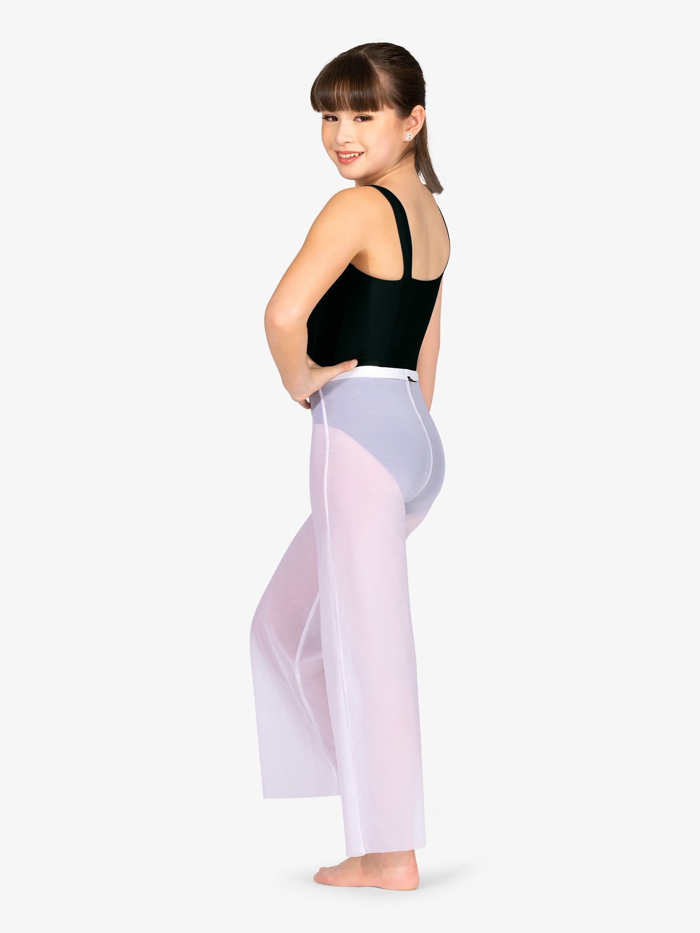 Womens' Wide Leg White Mesh Pants