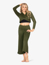 Womens Mock Wrap Butter-Soft Crop Hoodie in Green