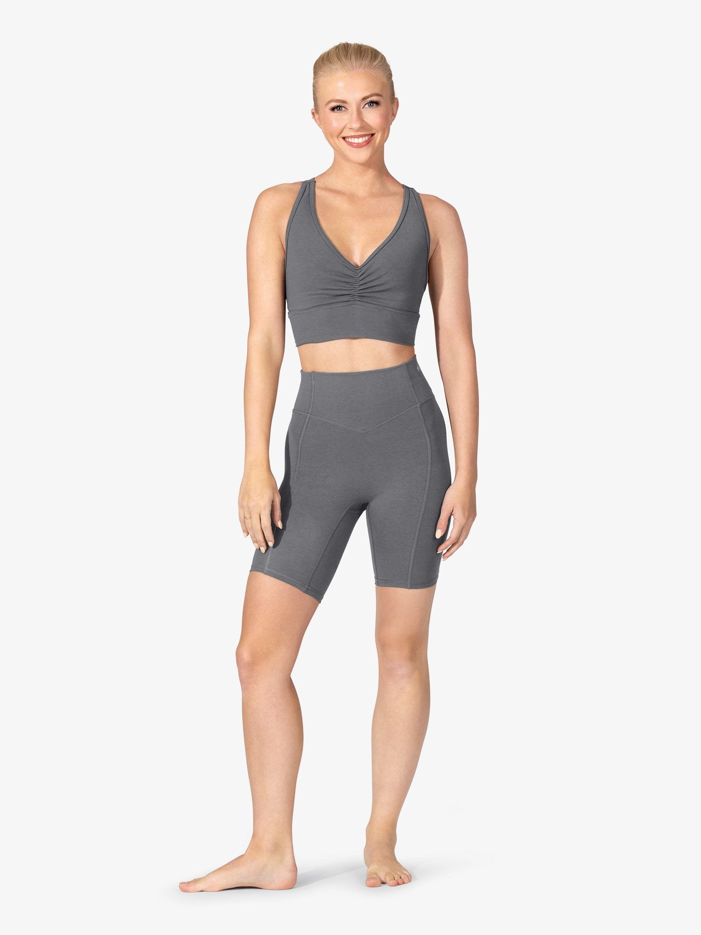 Women's seamless front bamboo slate grey shorts 