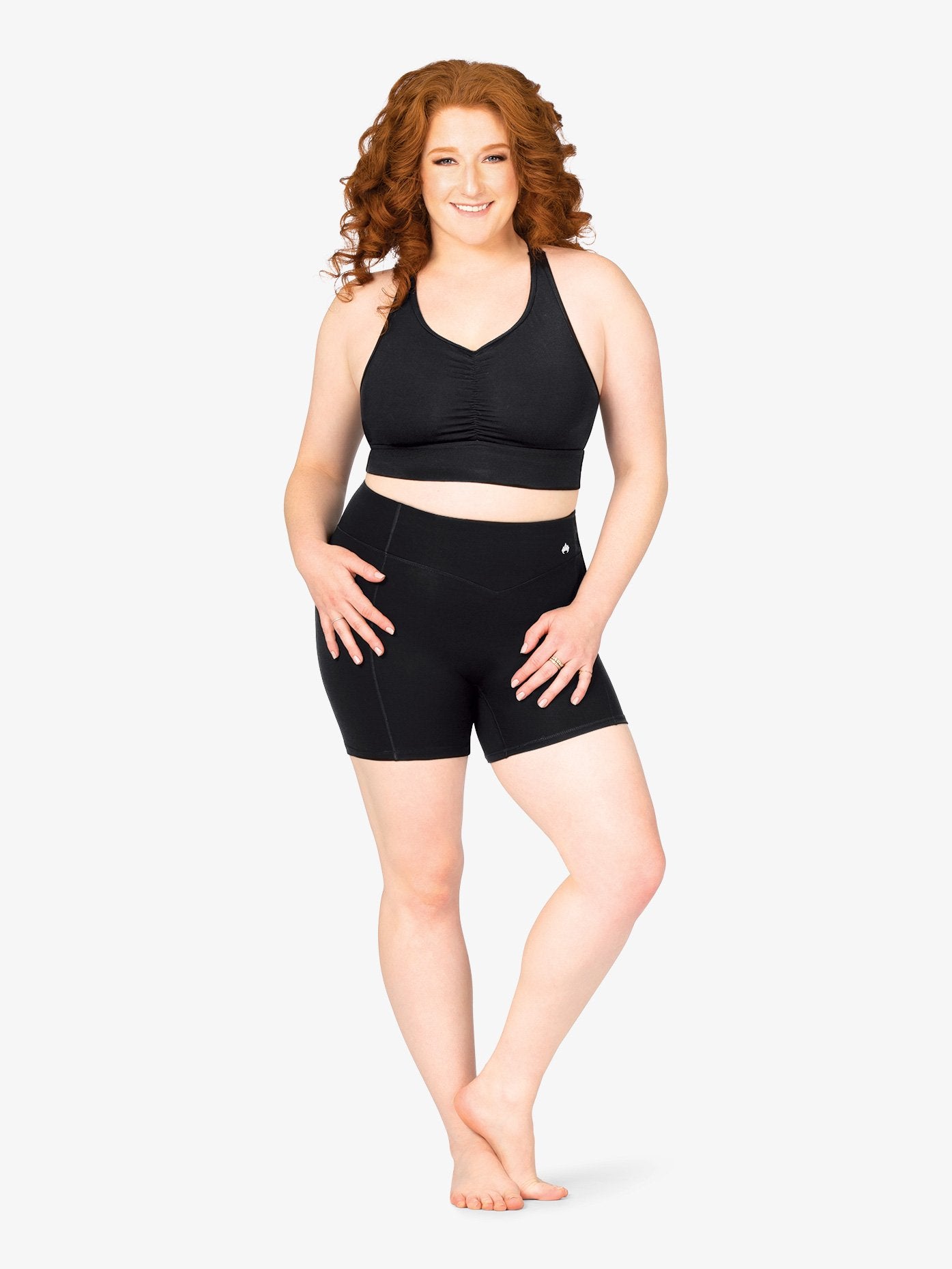 Women's seamless front bamboo black shorts 