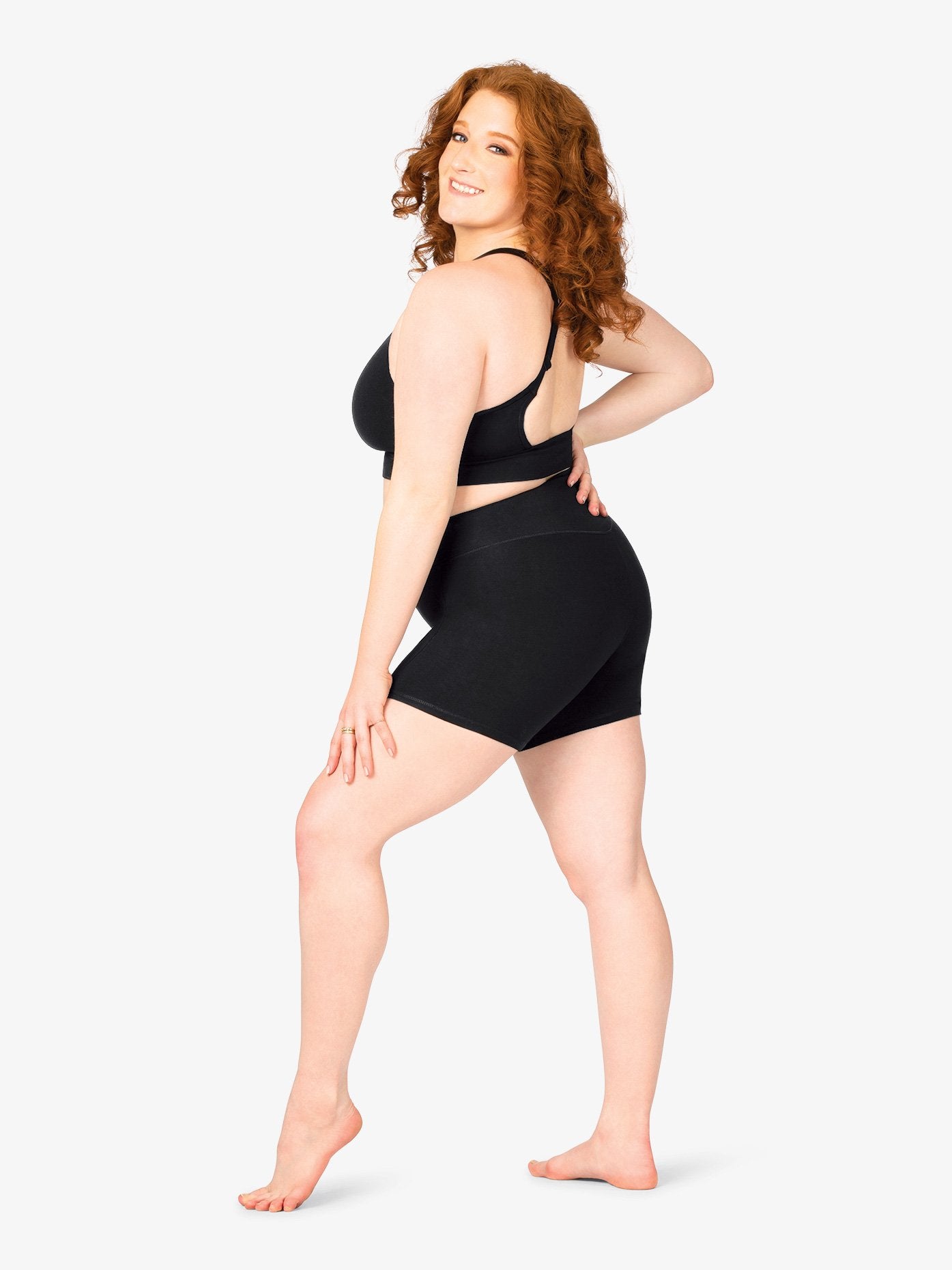 Women's seamless front bamboo black shorts 