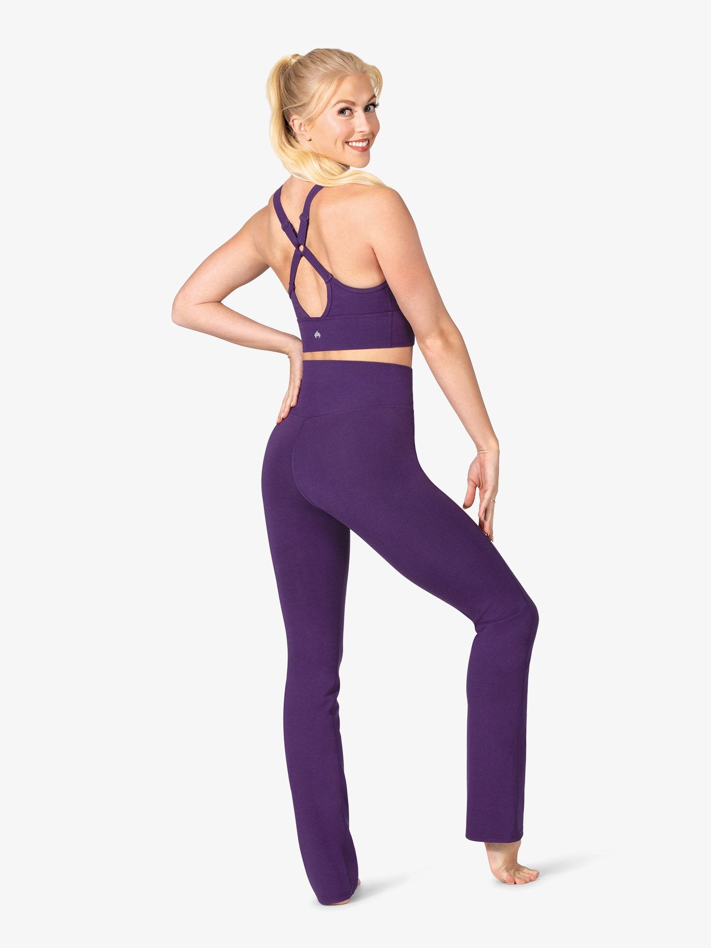 Women's straight cut bamboo purple leggings 