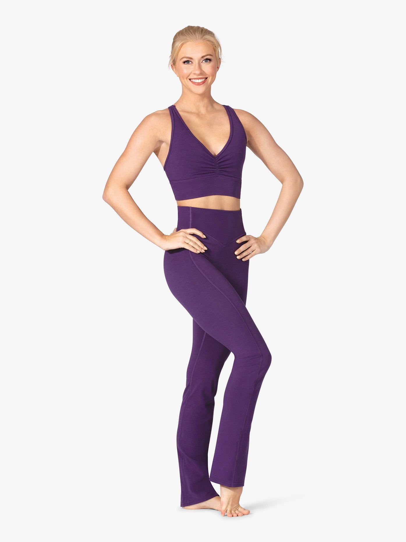 Women's straight cut bamboo purple leggings 