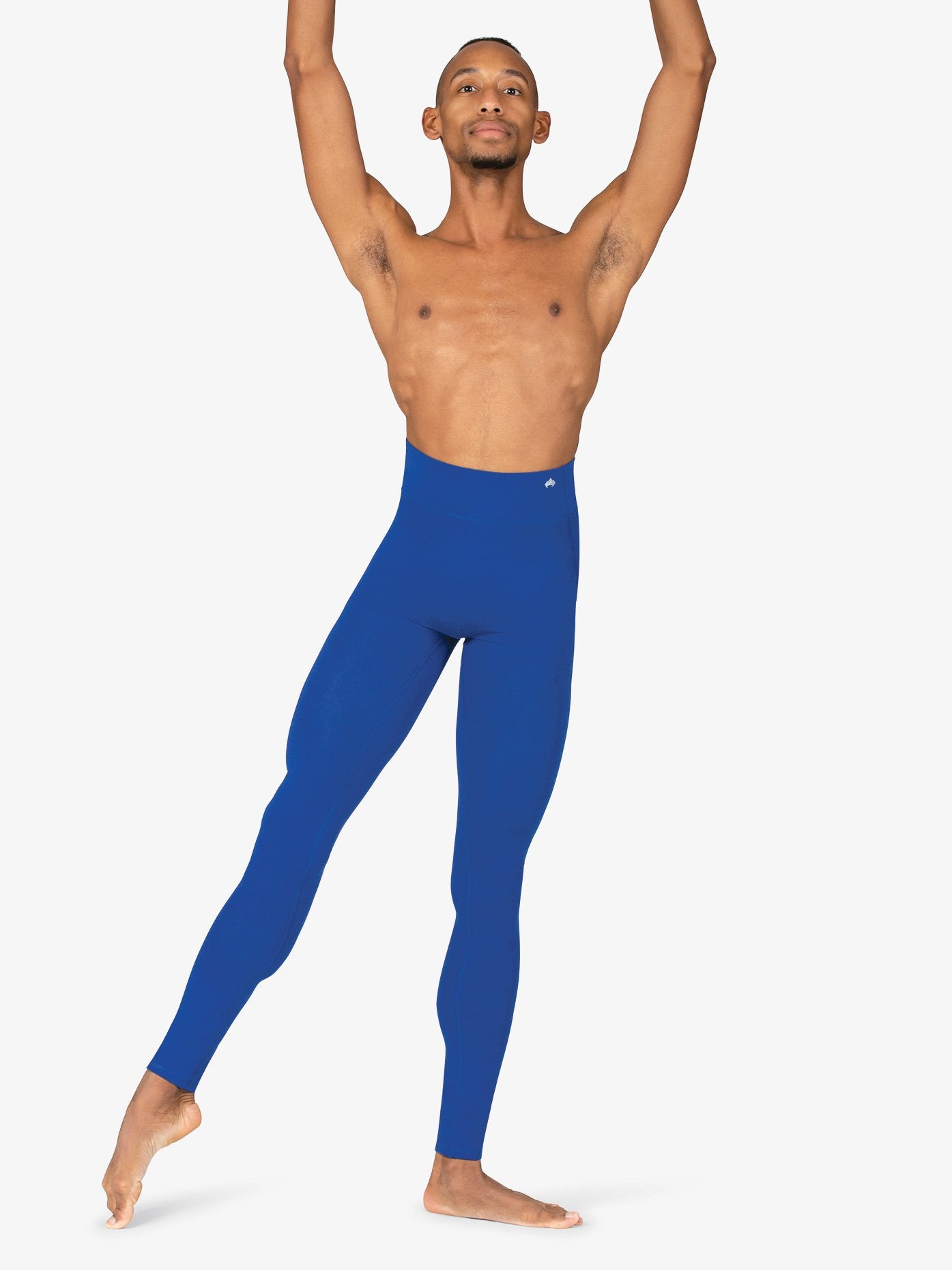 Men's seamless front bamboo compression blue leggings