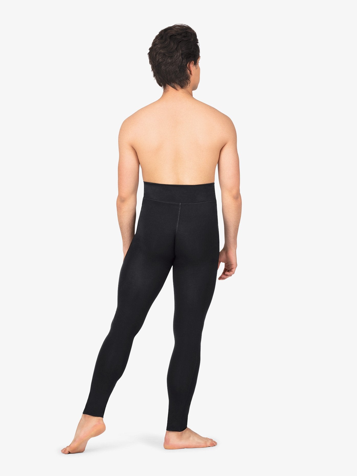 Men's seamless front bamboo compression black leggings