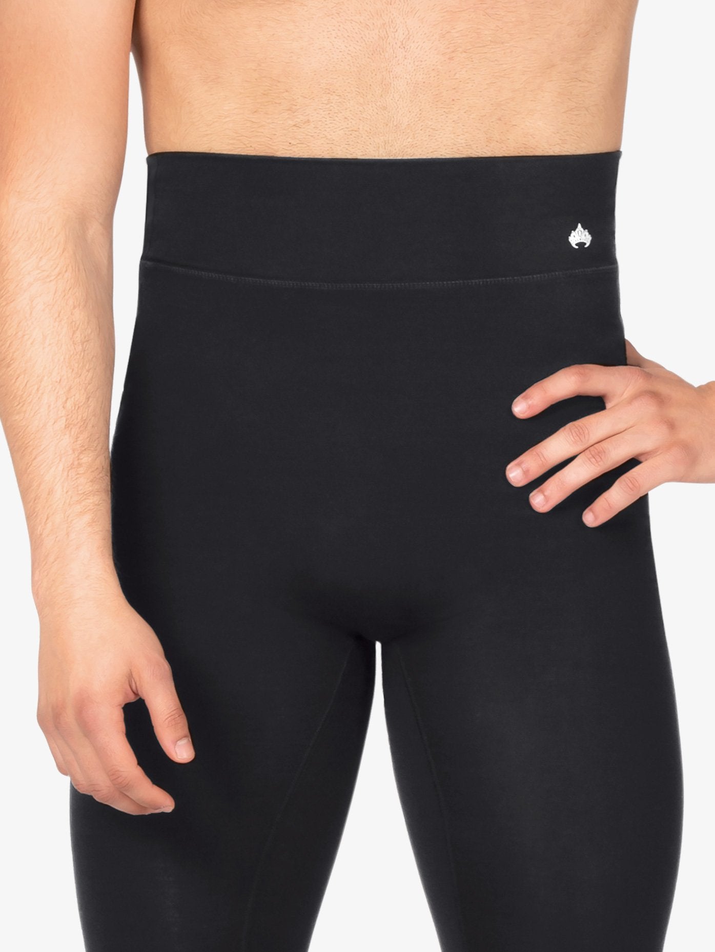 Men's seamless front bamboo compression black leggings