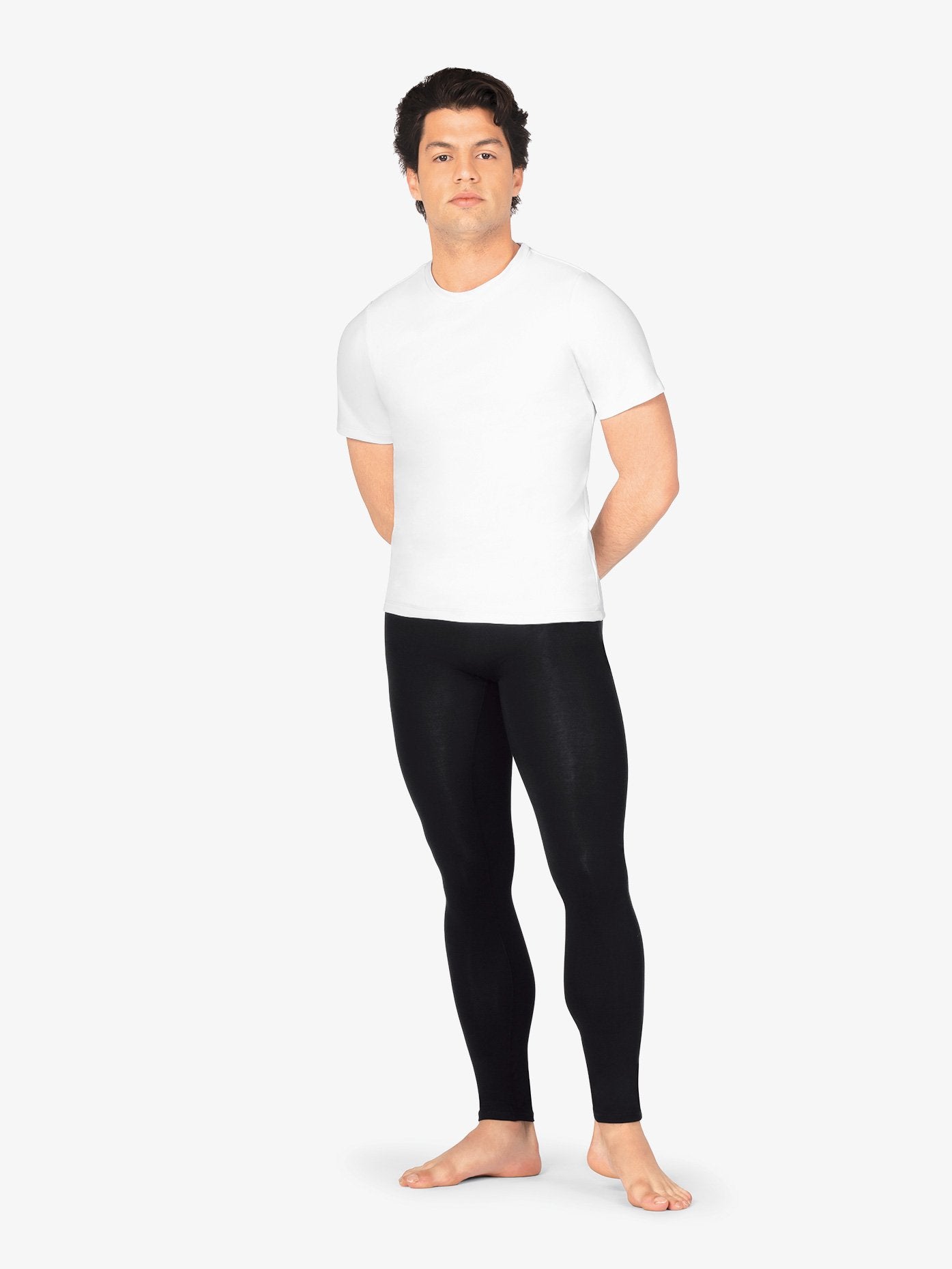 Men's seamless front bamboo compression black leggings