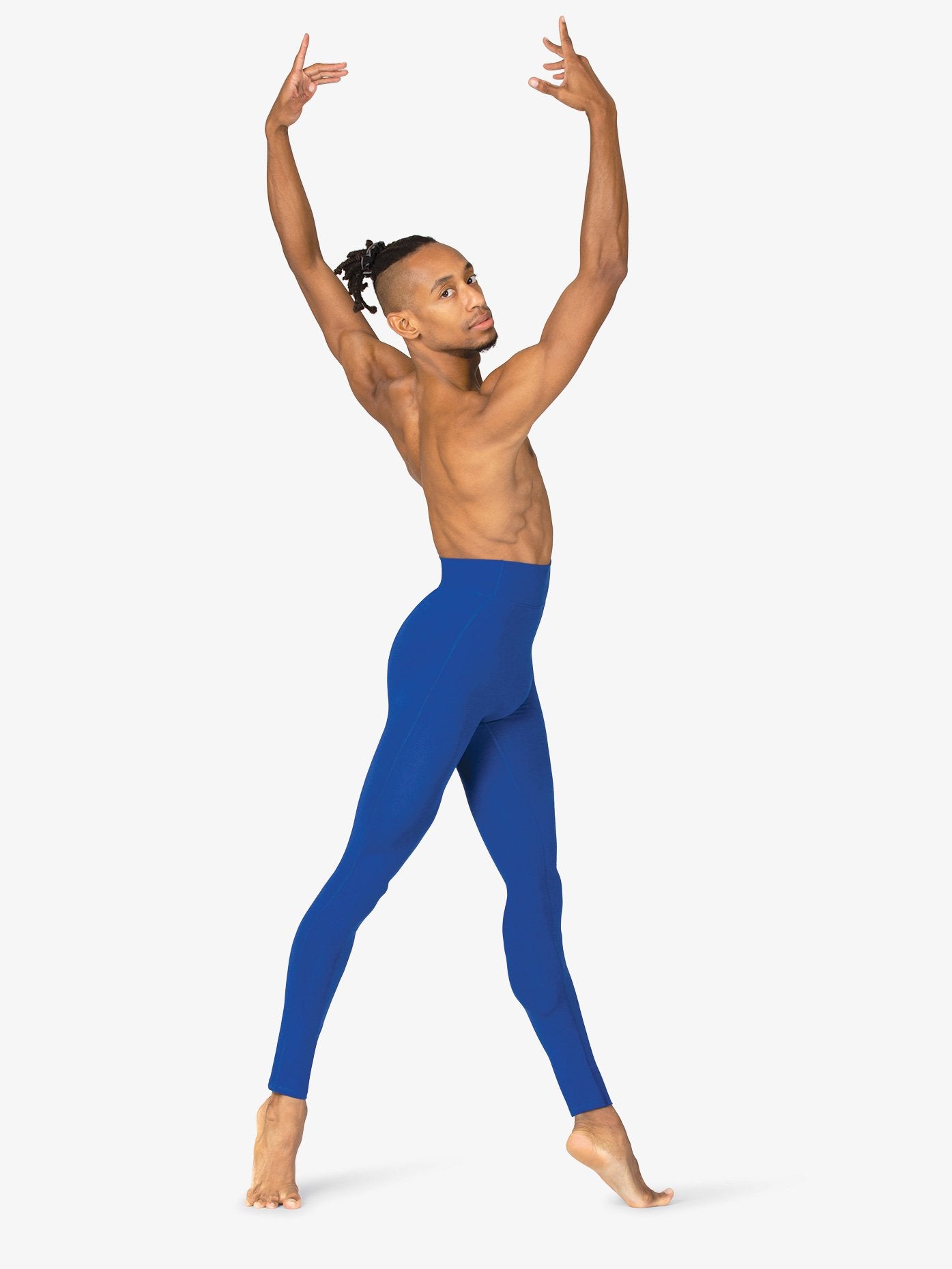 Men's seamless front bamboo compression blue leggings