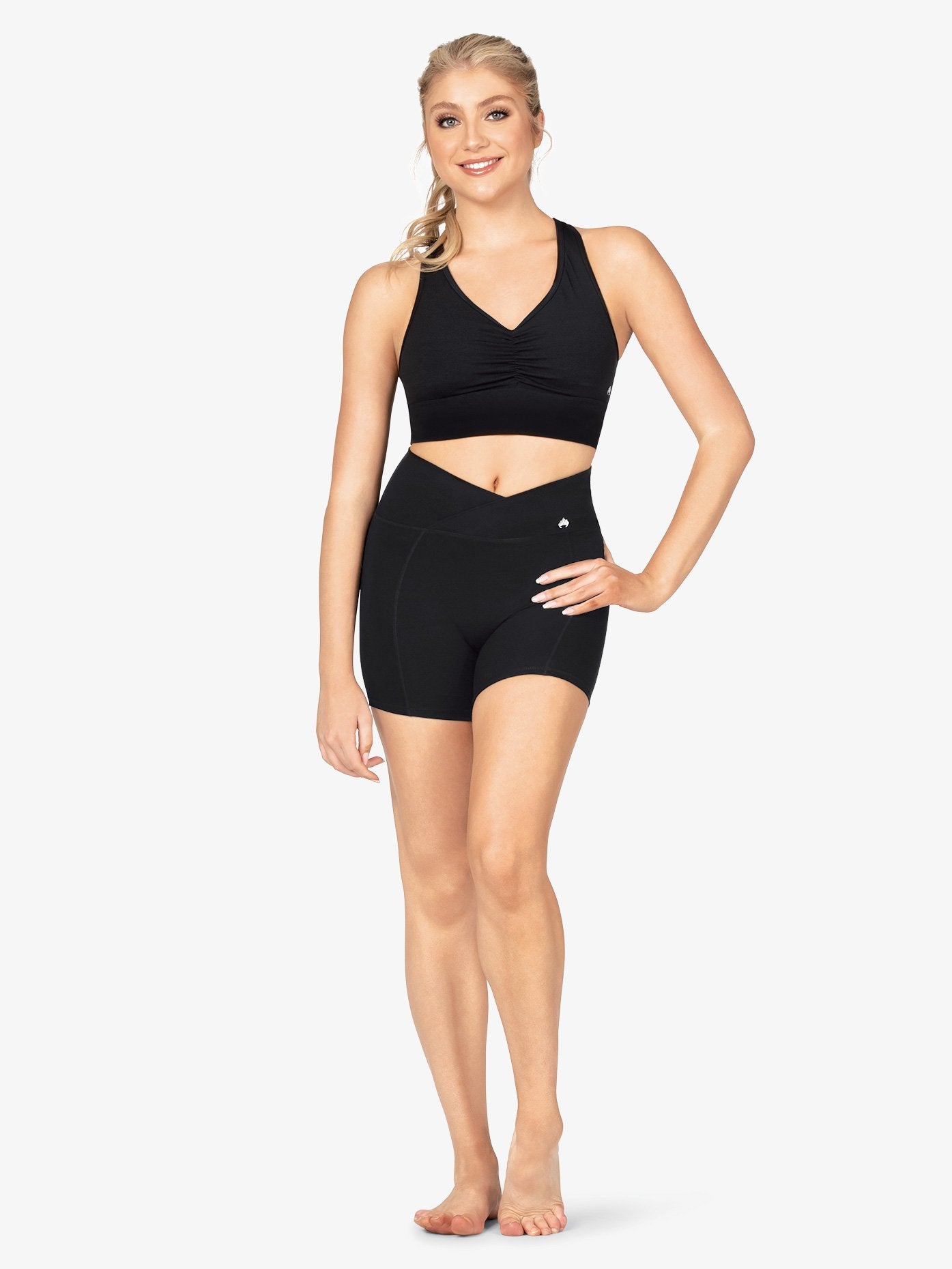 Women's bamboo cross-over black shorts 