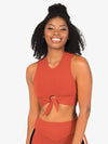 Women's bamboo front tie rust top