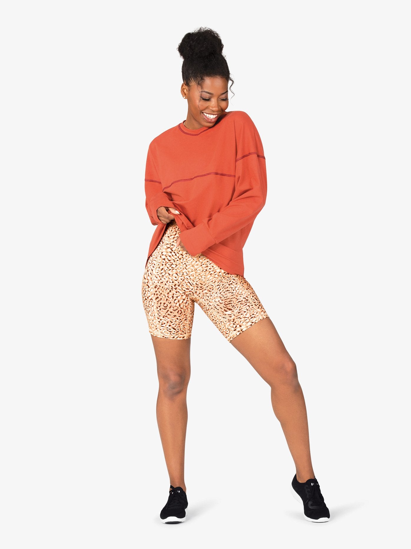 Women's bamboo long sleeve pullover orange top 