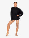 Women's bamboo long sleeve pullover black top 