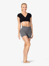 Women's cap sleeve bamboo black crop top 