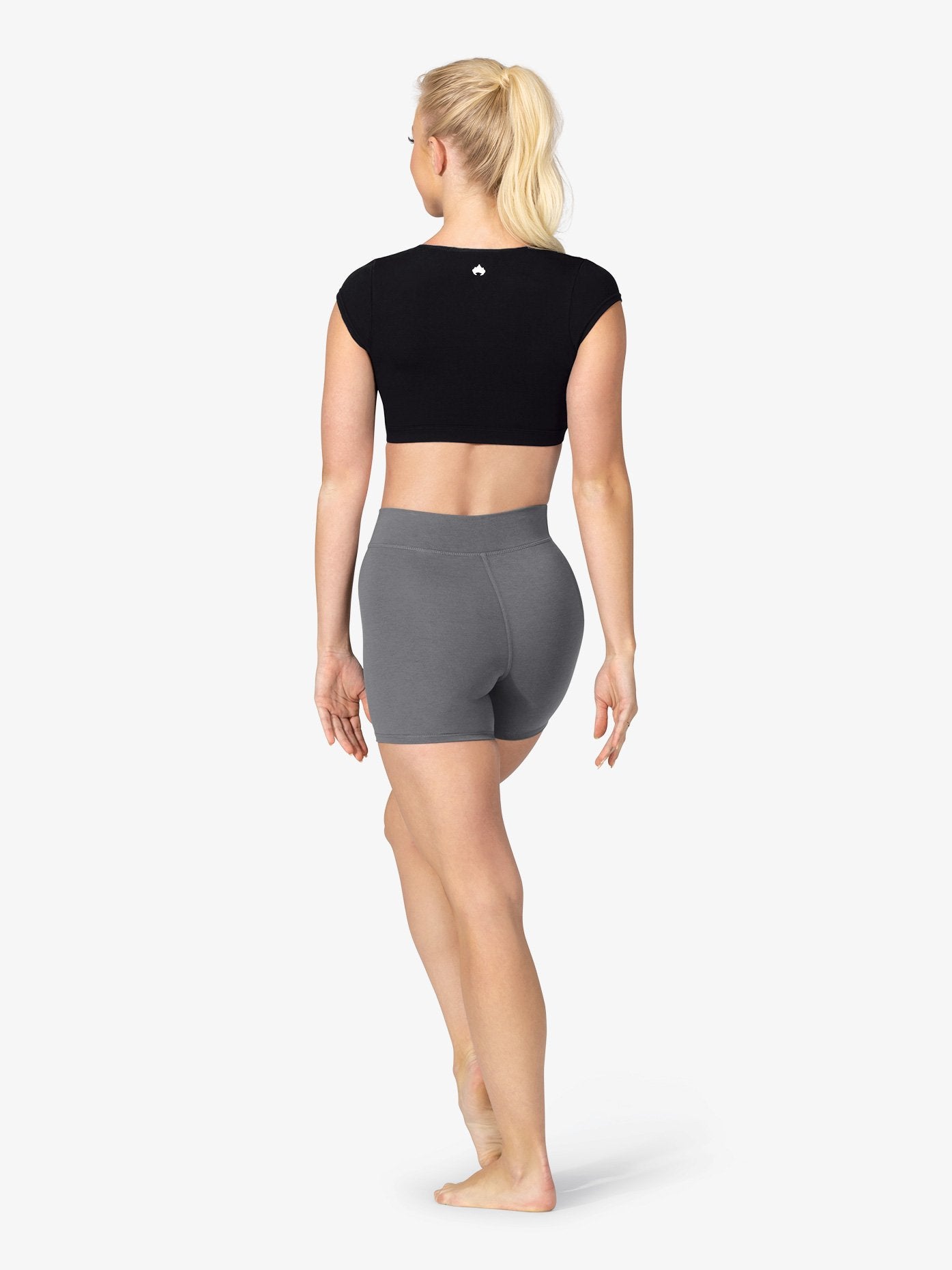 Women's cap sleeve bamboo black crop top 