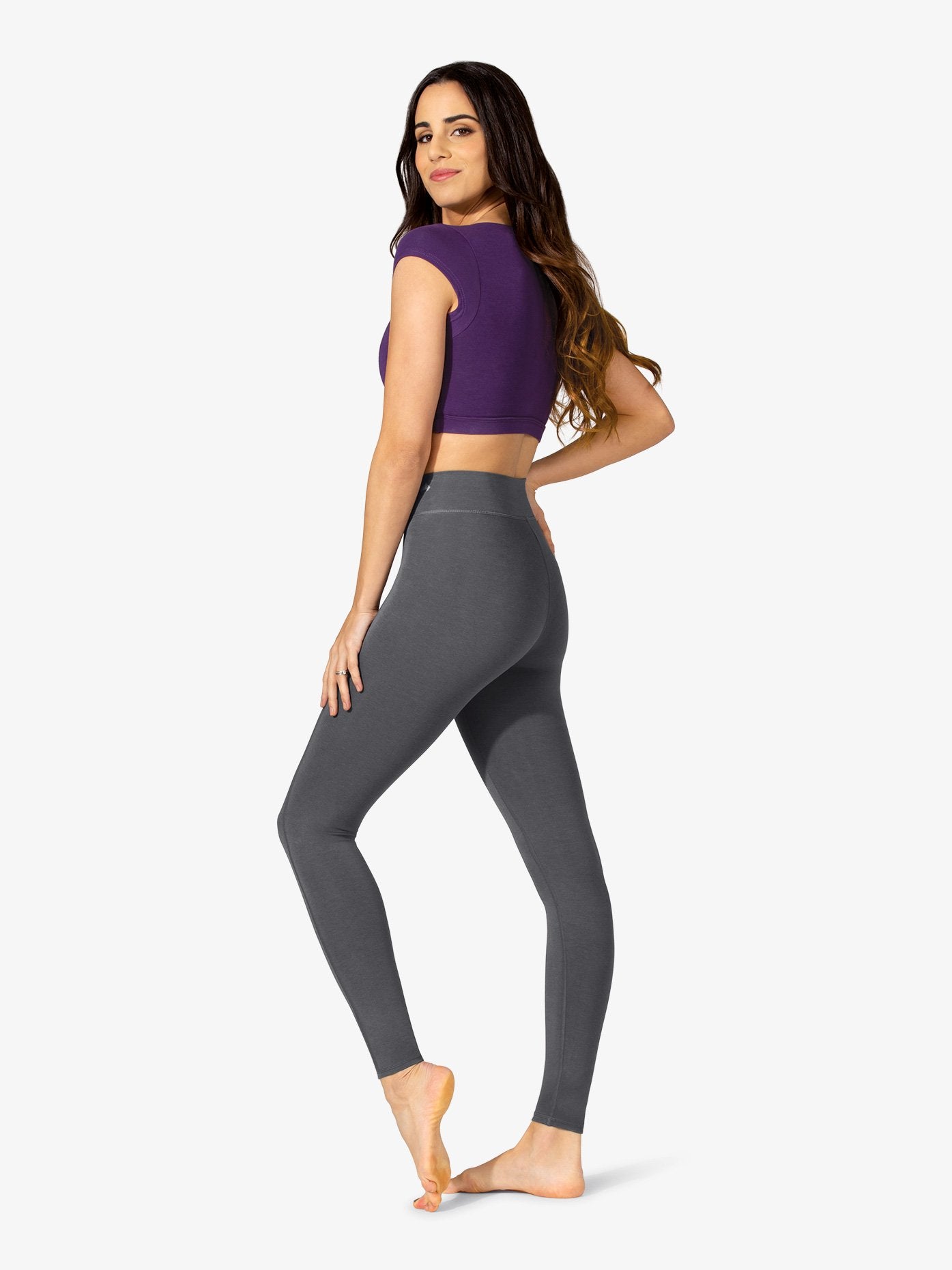 Women's cap sleeve bamboo purple crop top 