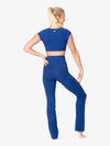 Women's cap sleeve bamboo blue crop top 