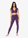 Women's bamboo cross-over full-length purple leggings