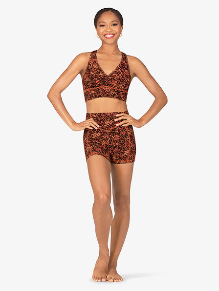 Women's floral seamless front bamboo shorts 