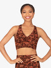 Women's floral pinch front bamboo sports bra 